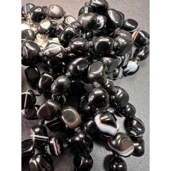 NEW Botswana agate 44 inch necklace with sterling silver clasp - Picture 11 of 12